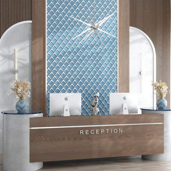 Solace 12x9 Blue Metallic Silver Glass Mosaic Diamond Wall Tile (3.91 sq ft/case) - 5 Pack