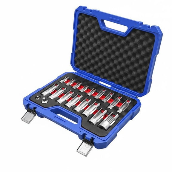 Solace 19 Piece Flare Nut Wrench Set Slotted Design High Hardness Chrome Vanadium Steel for Diesel Injector Fuel Lines Sensors Auto Mechanic Professional Tool