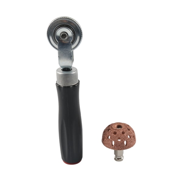 Solace 2 Pieces Tire Repair Tool Kit Compacting Wheel Tire Grinding Head Handheld Pressure Roller and Bowl-shaped Metal Head for Workshop Garage Repair Site Equipment