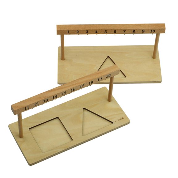 Solace 2 Pieces Wooden Math Bead Rack with Shape Inserts Hands-on Counting Abacus for Preschool Classroom Learning