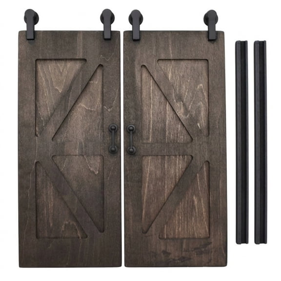 Solace 2 Units Miniature Wooden Barn Door Sliding Design Dollhouse Decor Farmhouse Charm with Track Set for Custom Scenes Hobby Enthusiasts