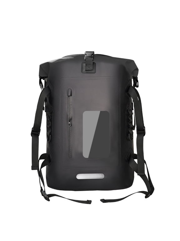30L Waterproof Roll Top Backpack PVC Heavy Duty Dry Bag with Front Zipper Pocket Side Straps