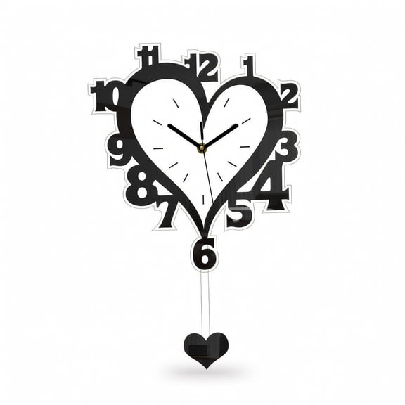 Solace 4 Pack Heart Shaped Clock with Layered Acrylic Pendulum and No Ticking Movement for Study Room Home Office