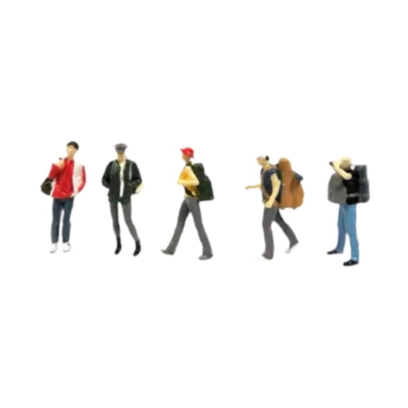 Solace 5 Pieces 1:64 Backpacker Model 3D Character Model Collectible Lifelike Poses for Style C