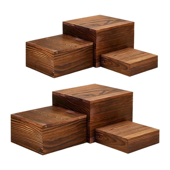 Solace 6 Pieces Buffet Riser Wood Stackable Multipurpose Sturdy Space Saving Brown Food