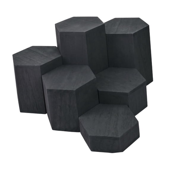 Solace 6 Pieces Hexagonal Display Blocks Cake Display Riser for Food Wedding Crafts Black