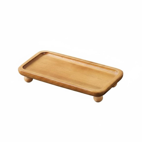 Solace Acacia Wood Tray Set Rectangular Organizer Unfinished Footed Storage Decorative Multifunctional Dish Suitable for Living Room Bedroom Kitchen Office