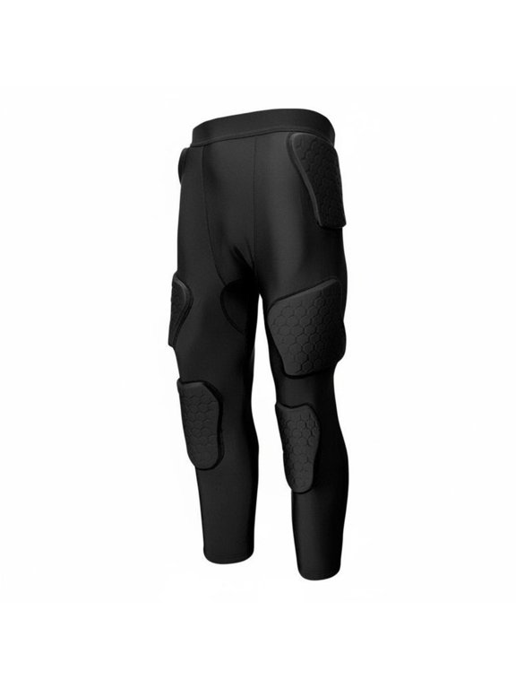 Anti-collision Adult Protective Pants EVA Padded Goalkeeper Athletic Compression Black Black Line M