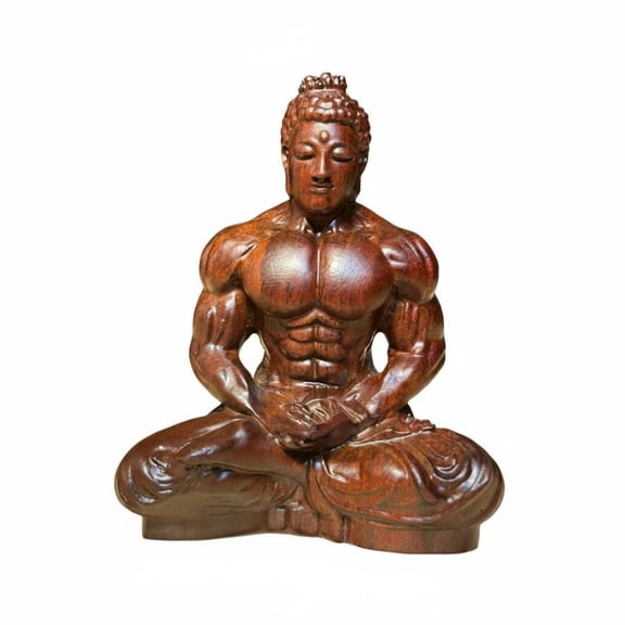 Solace Buddha Statue Hand-carved Wooden Sculpture Zen Decor Collectible Figurine Polished Finish Suitable for Meditation Room Office Desk Home Decoration Study Table