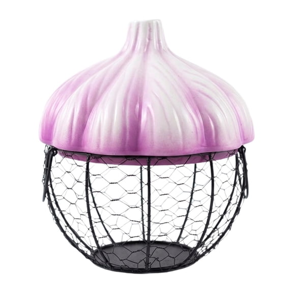 Solace Ceramic Egg Holder, Decorative Basket for The Kitchen, Ginger And Garlic Holder, Purple