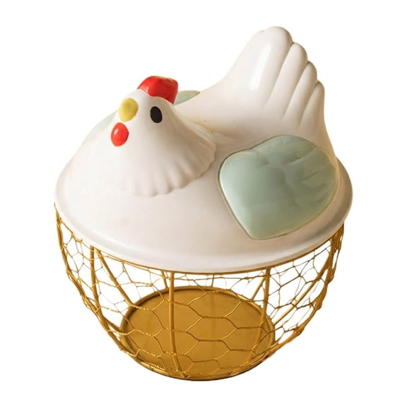 Solace Chicken Egg Basket Egg Collecting Basket with Chicken Shaped Lid Portable Rustic Green