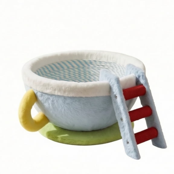 Solace Coffee Cup Cat Bed with Handle Lightweight Scratcher Lounge for Cats Kittens Indoor Napping