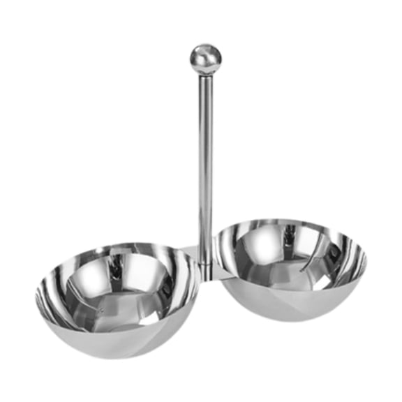 Solace Divided Fruit Tray Stainless Steel Snack Bowl Set with Display Stand for Wedding 2 Grid S
