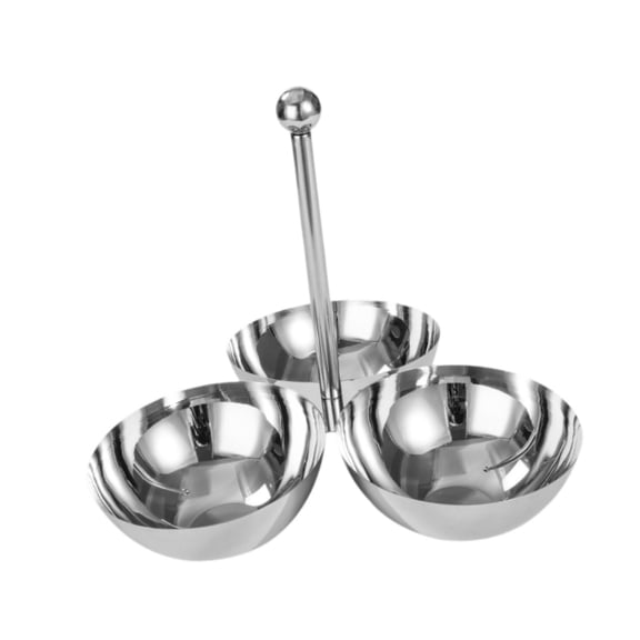 Solace Divided Fruit Tray Stainless Steel Snack Bowl Set with Display Stand for Wedding 3 Grid S
