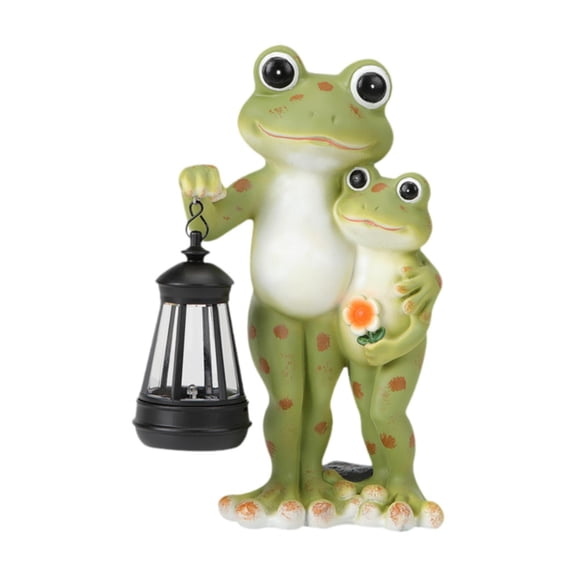 Solace Garden Frog Statue Solar Outdoor Light Resin Sculpture for Landscape Outside Green