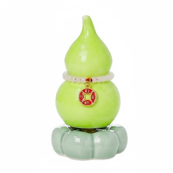 Solace Gourd Ornament Ceramic Gourd Figurine Desk Decoration Rotatable Statue Creative Tabletop Decor Gift Suitable for Home Living Room Office