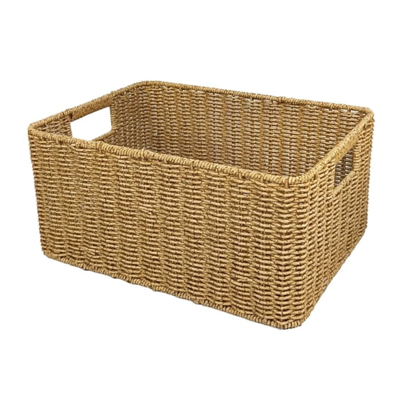 Solace Imitation Rattan Basket Bread Basket Double Handles Rectangle Bathroom Organizer XL