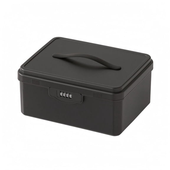Solace Lockable Storage Box Lockable Storage Container Bin for College Organization Black