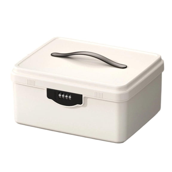 Solace Lockable Storage Box Lockable Storage Container Bin for College Organization White