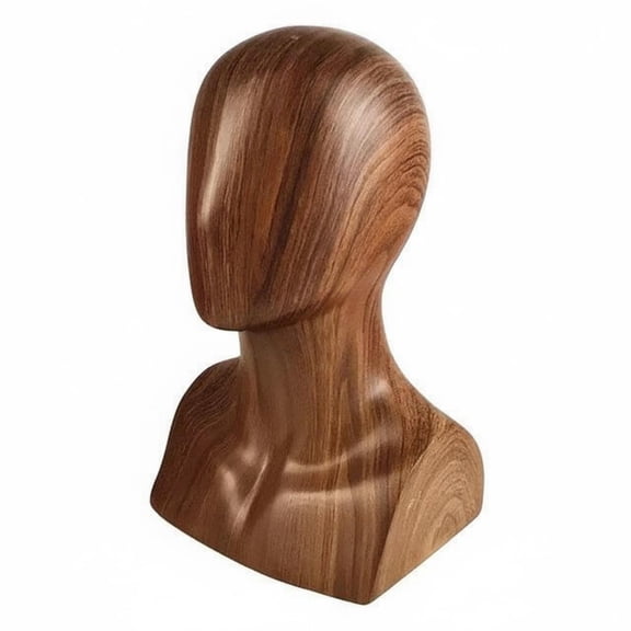 Solace Mannequin Head Display Stand Fiberglass Wood Grain Pattern Lightweight Base for Hats Wigs Jewelry Accessories Suitable for Shop Home Studio