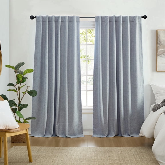 Elrene Home Fashions Solace Max-Blackout Solid Texture Window Curtain Panel, Blue, 52" x 95"