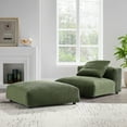 thumbnail image 1 of Solace Modular Corduroy Upholstered Armless Chair and Ottoman Set in Fern, 1 of 10