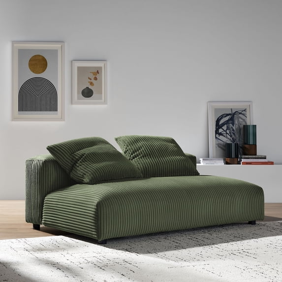 Solace Modular Corduroy Upholstered Armless Loveseat in Fern