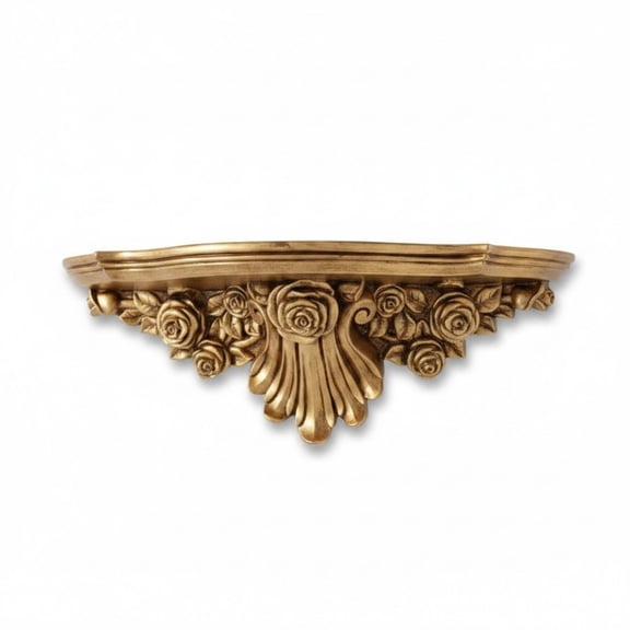 Solace Scrollwork Decorative Wall Shelf Ornate Wall Shelf Rose Relief 43.5*14*15cm