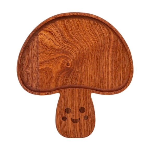 Solace Wood Serving Tray Kitchen Platter Decorative Plate Fruits Holder for Dining Room Mushroom 21cmx20cm