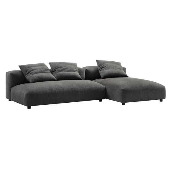 Solace2-Piece Modular Upholstered Fabric Sectional Sofa With Chaise in Charcoal