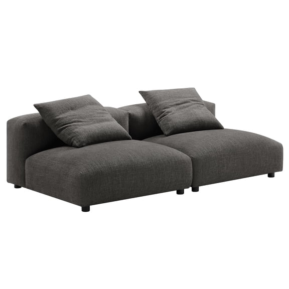 Solace2-Piece Modular Upholstered Fabric Sofa in Charcoal