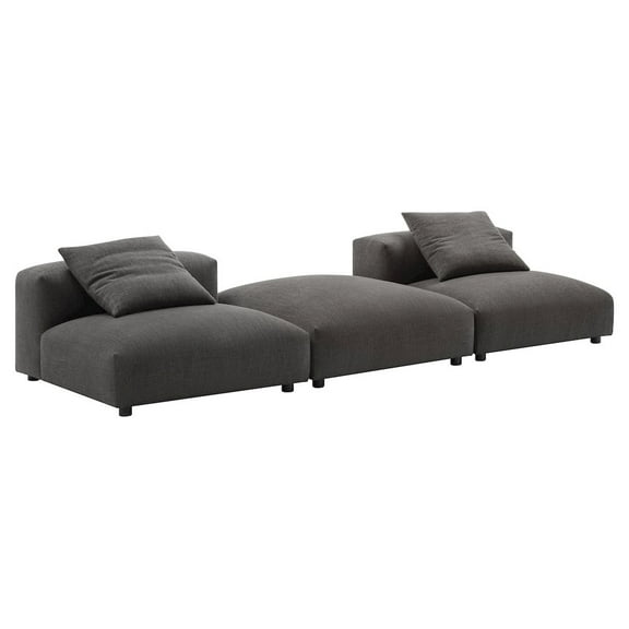 Solace3-Piece Modular Upholstered Fabric Sectional Sofa in Charcoal