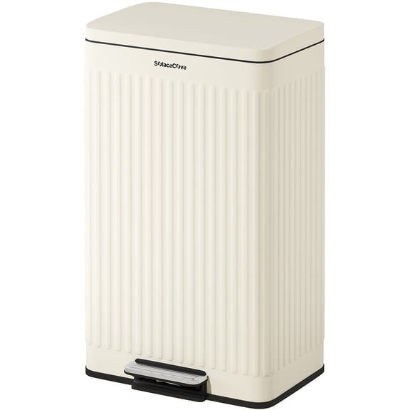 SolaceCove 16 Gallon Kitchen Trash Can with Soft-Close Lid,Stainless Steel Tall Kitchen Trash Can with Removable Inner Buckets for Office,Fingerprint Resistant Trash Bin with Large Footstep
