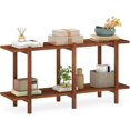 thumbnail image 1 of SolaceHue 2-Tier Wood Bookshelf, 48" Modern Console Table with Wide Storage Shelf, Horizontal Rubber Wood Bookcase, Open Display Racks Shelving Unit for Bedroom, Living Room, Office, Entryway, 1 of 9