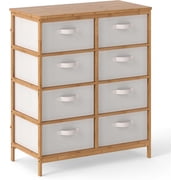 SolaceHue 8 Drawers Dresser for Bedroom, Bamboo Fabric Storage Tower with Removable Fabric Bins, Chest of Drawers, Storage Organizer for Closet Living Room Hallway 16" D x 31.5" W x 37" H