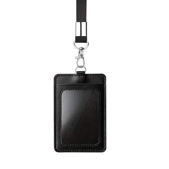SolaceHue Badge Holder with ID Card Holder, Heavy Duty Badge Reel Keychain with 360° Rotation Clip, PU Leather ID Window for Office Cards 1PC