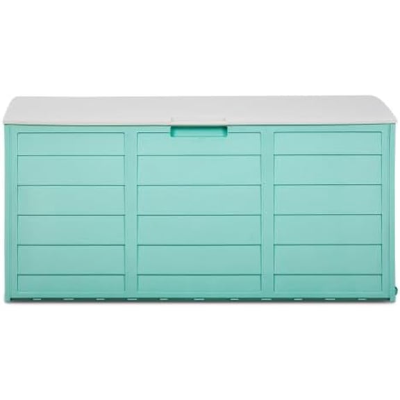 SolaceHue Upgraded Plastic Outdoor Storage Box, Lockable, with Lid, for Garden, Pool, Balcony, Yard and Indoor, 75 Gallon Capacity, Green