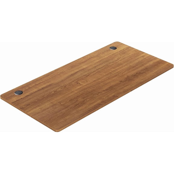 SolaceHue  Wood Table Top, 55 x 28 inch Solid One-Piece Desk top for Standard & Sit to Stand Height Adjustable Home Office Desk Frame, Rectangular Countertop Tabletop with 2 Cable Holes, Walnut