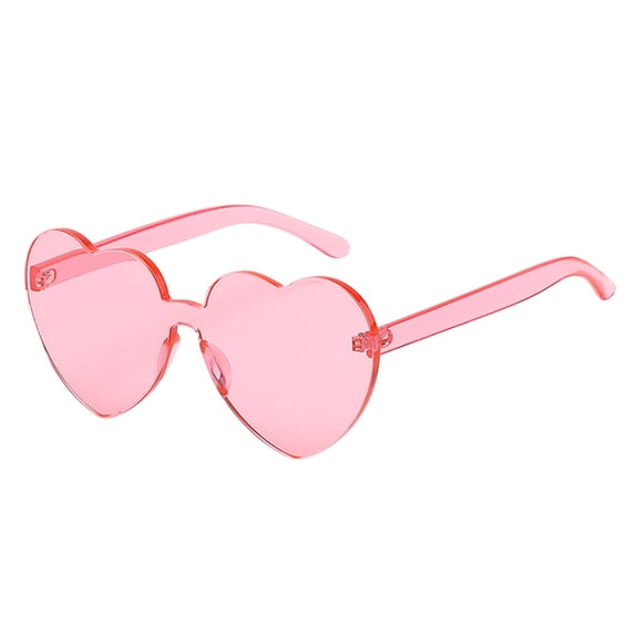Solacol Heart Shaped Rimless Female Sunglasses, Transparent Candy Color