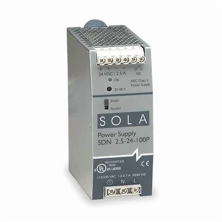 DC Power Supply, 85/264V AC, 24V DC, 60 W, 2.5 A, DIN Rail/Chassis SDN2.524100P