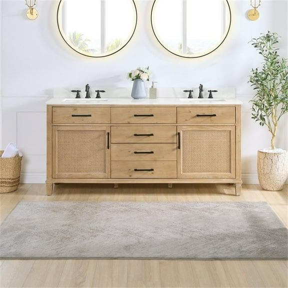 Solana 72" Wood Vanity Base in Weathered Fir without Top and Sink no Mirror