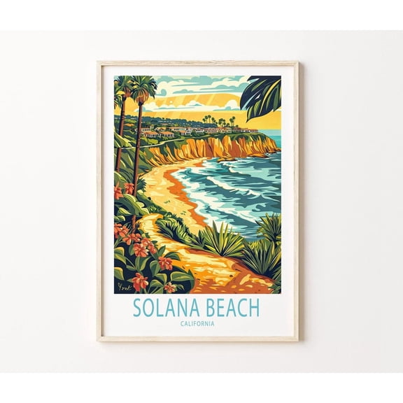 Solana Beach San Diego California Coastal Wall Art Print, Beach Travel Home Decor