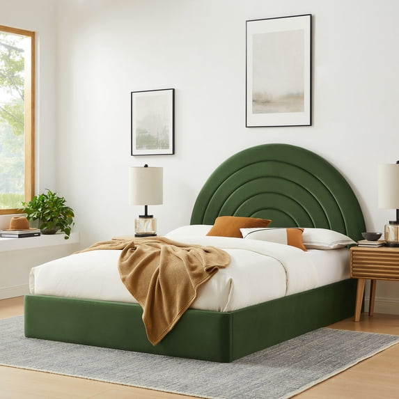 Solana Full Platform Bed in Moss Green