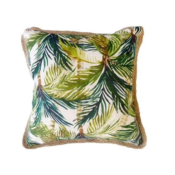 Solana Green Palm Tree Square Outdoor Throw Pillow