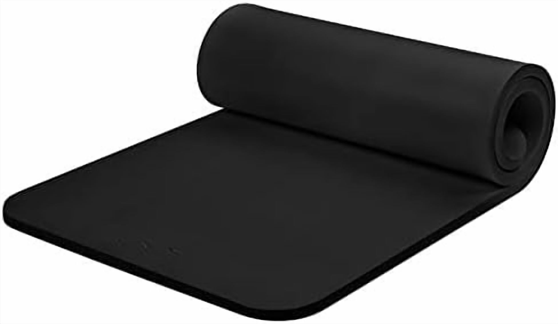 Solana Yoga Mat 1" Thick w/Nylon Strap for Men & Women - Non Slip Exercise Mat for Home Yoga, Pilates, Stretching, Floor & Fitness Workouts Black,1 inch