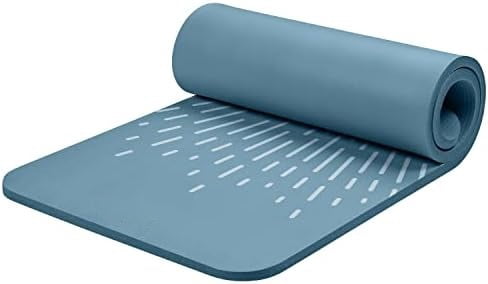 Solana Yoga Mat 1" Thick w/Nylon Strap for Men & Women - Non Slip Exercise Mat for Home Yoga, Pilates, Stretching, Floor & Fitness Workouts Blue Mist,1 inch