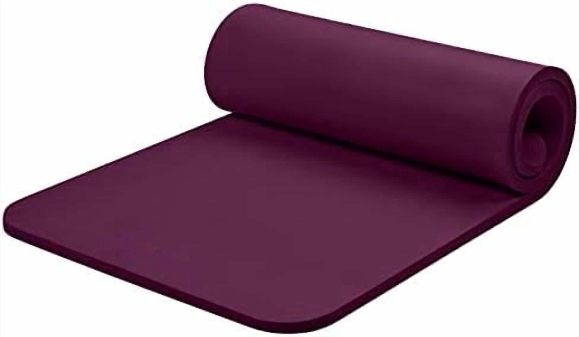 Solana Yoga Mat 1" Thick w/Nylon Strap for Men & Women - Non Slip Exercise Mat for Home Yoga, Pilates, Stretching, Floor & Fitness Workouts Boysenberry,1 inch
