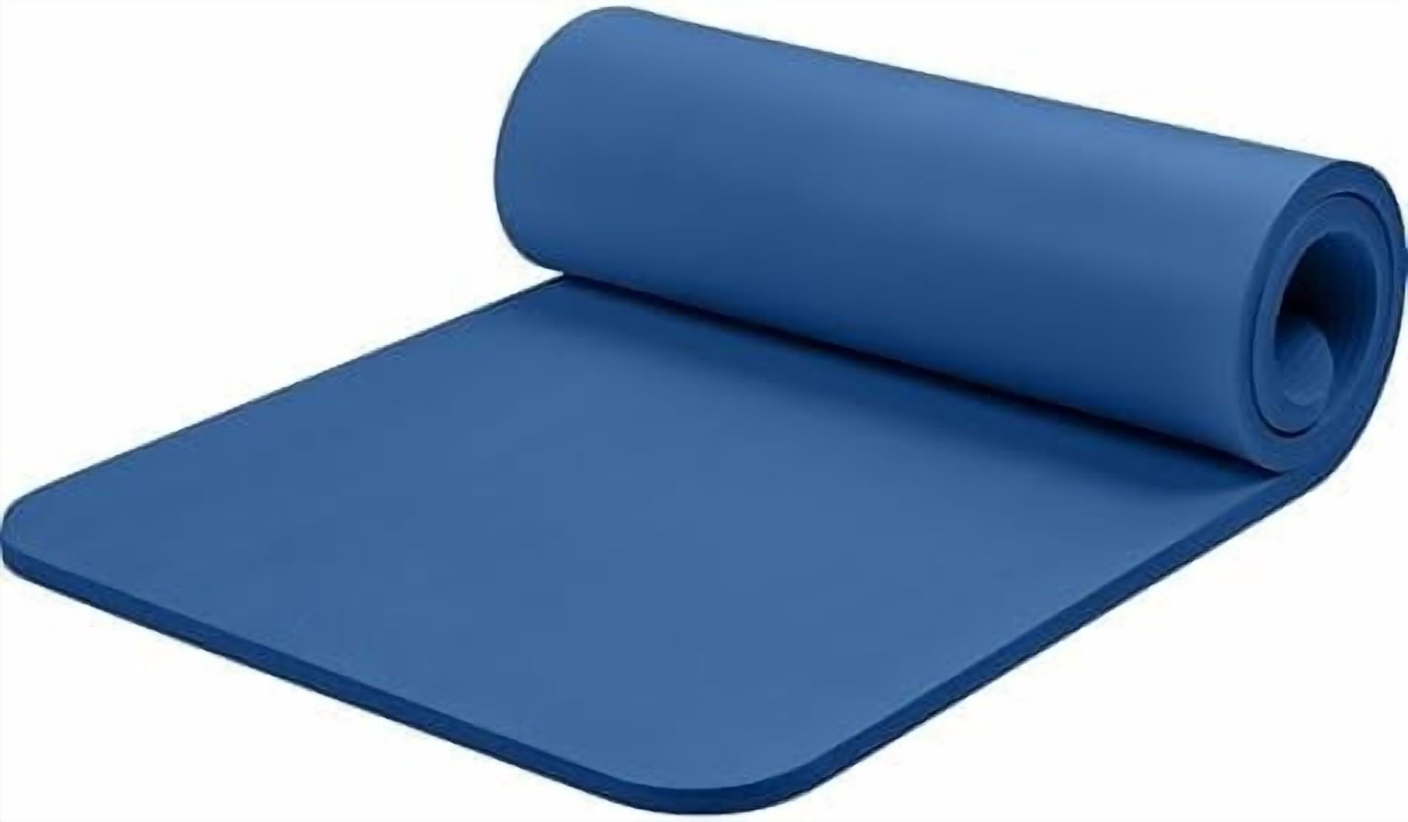 Solana Yoga Mat 1" Thick w/Nylon Strap for Men & Women - Non Slip Exercise Mat for Home Yoga, Pilates, Stretching, Floor & Fitness Workouts Denim Blue,1 inch