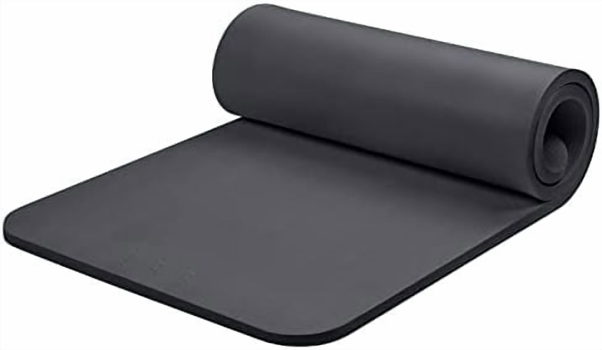 Solana Yoga Mat 1" Thick w/Nylon Strap for Men & Women - Non Slip Exercise Mat for Home Yoga, Pilates, Stretching, Floor & Fitness Workouts Graphite,1 inch