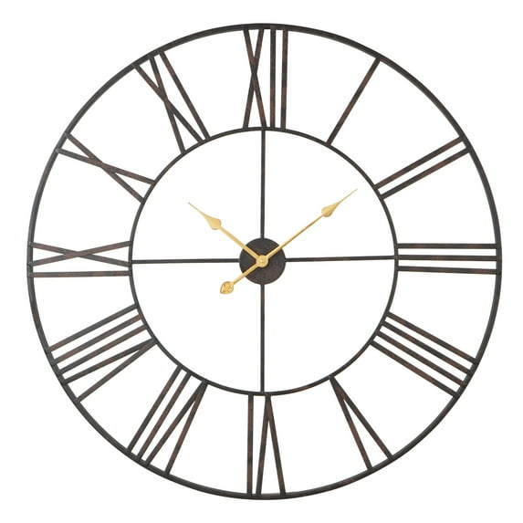 Solange Round Metal Wall Clock - 36" Dark Brown